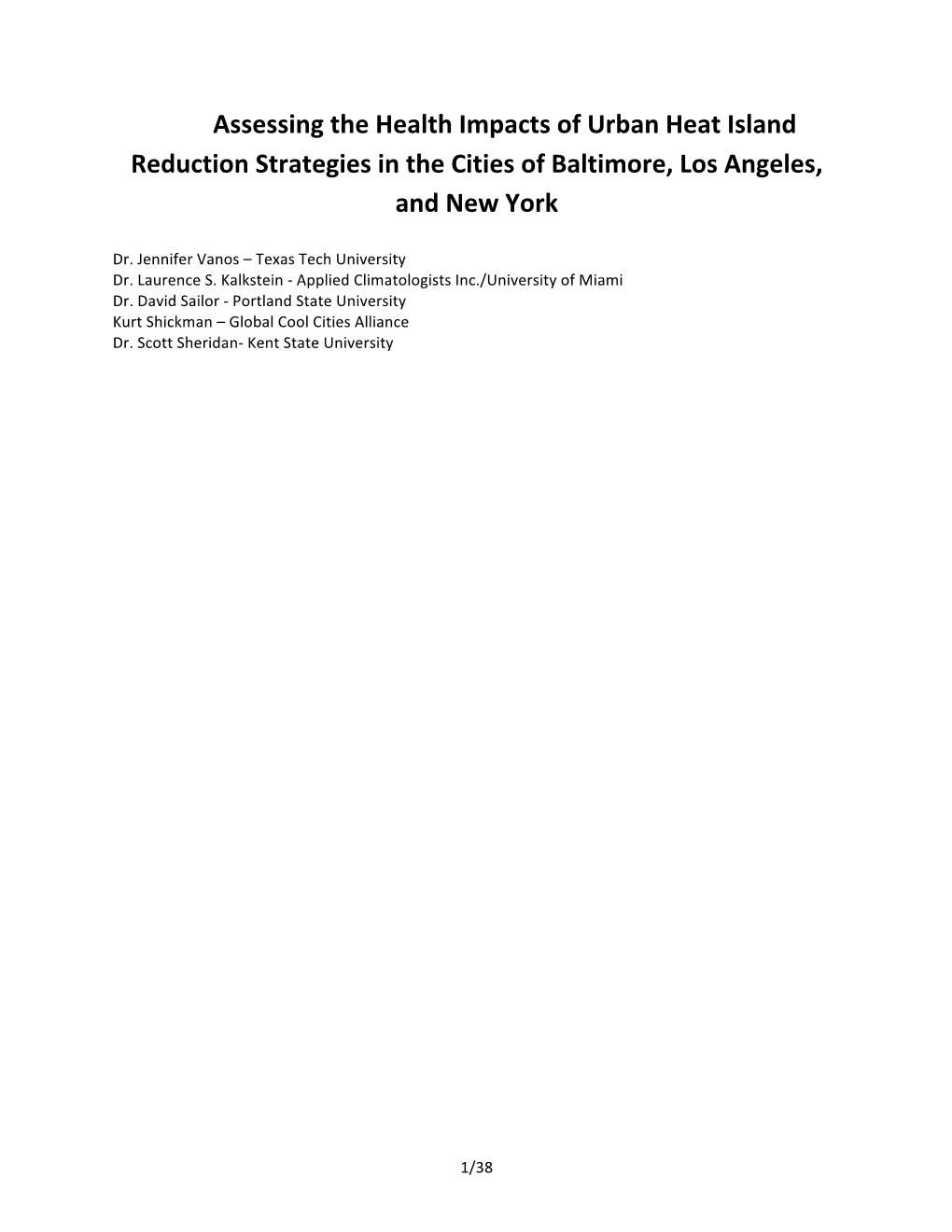 Assessing the Health Impacts of Urban Heat Island Reduction Strategies in the Cities of Baltimore, Los Angeles, and New York