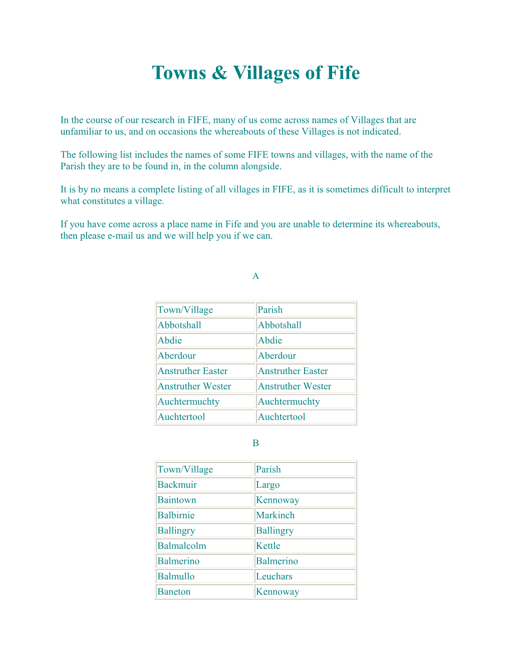 Towns & Villages of Fife