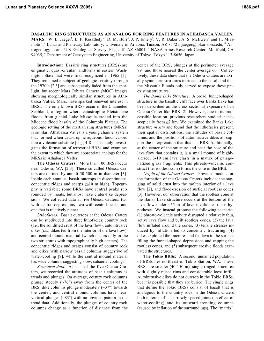 Basaltic Ring Structures As an Analog for Ring Features in Athabasca Valles, Mars