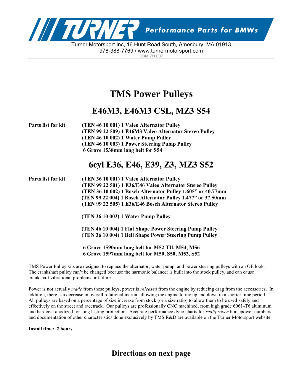 TMS Power Pulleys