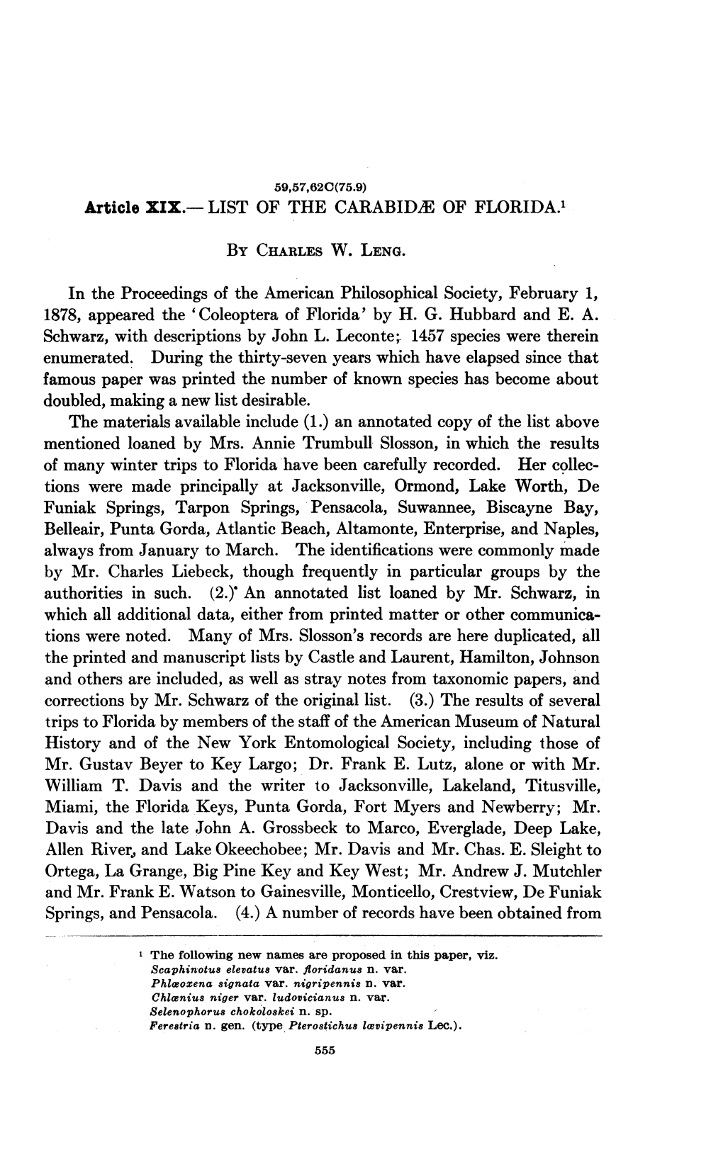 BY CHARLES W. LENG. in the Proceedings of the American