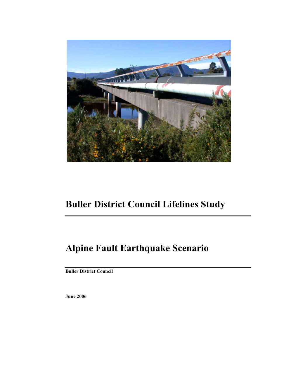 Buller District Council Lifelines Study Alpine Fault Earthquake
