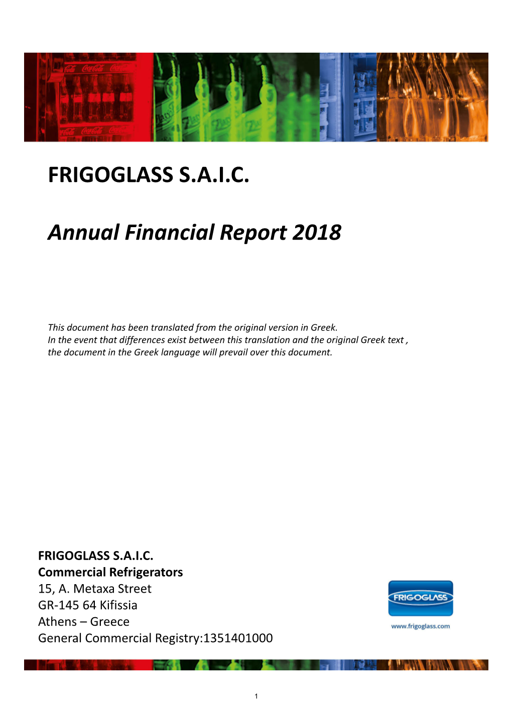 FRIGOGLASS S.A.I.C. Annual Financial Report 2018