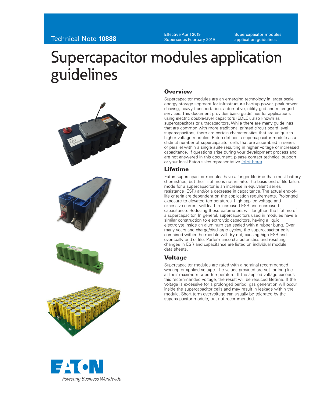 Supercapacitor Modules Application Guidelines