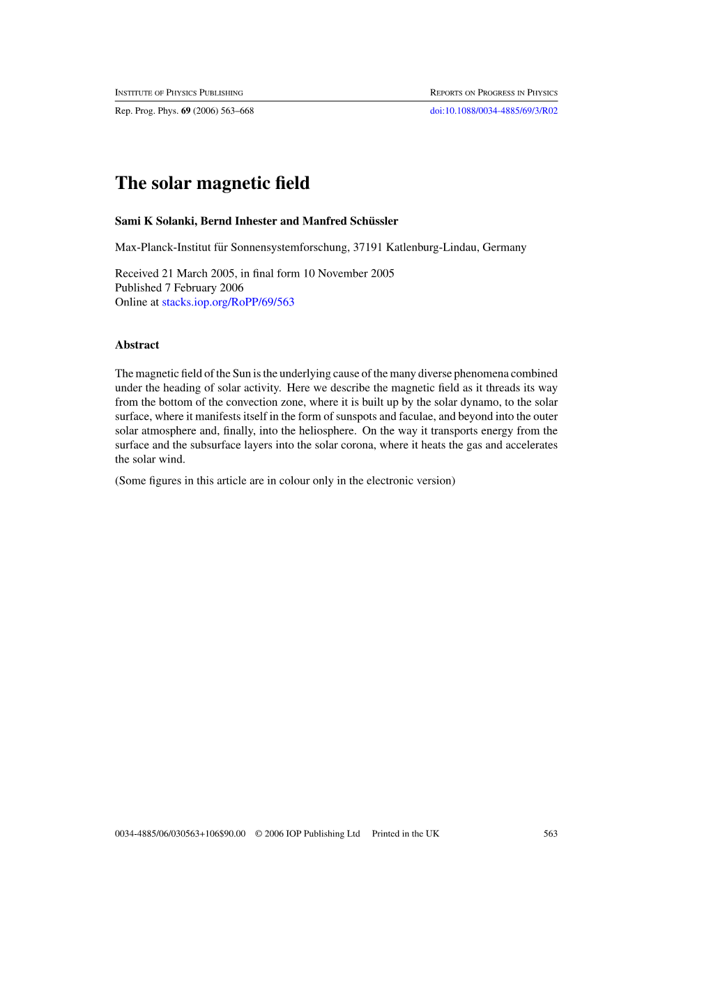 The Solar Magnetic Field