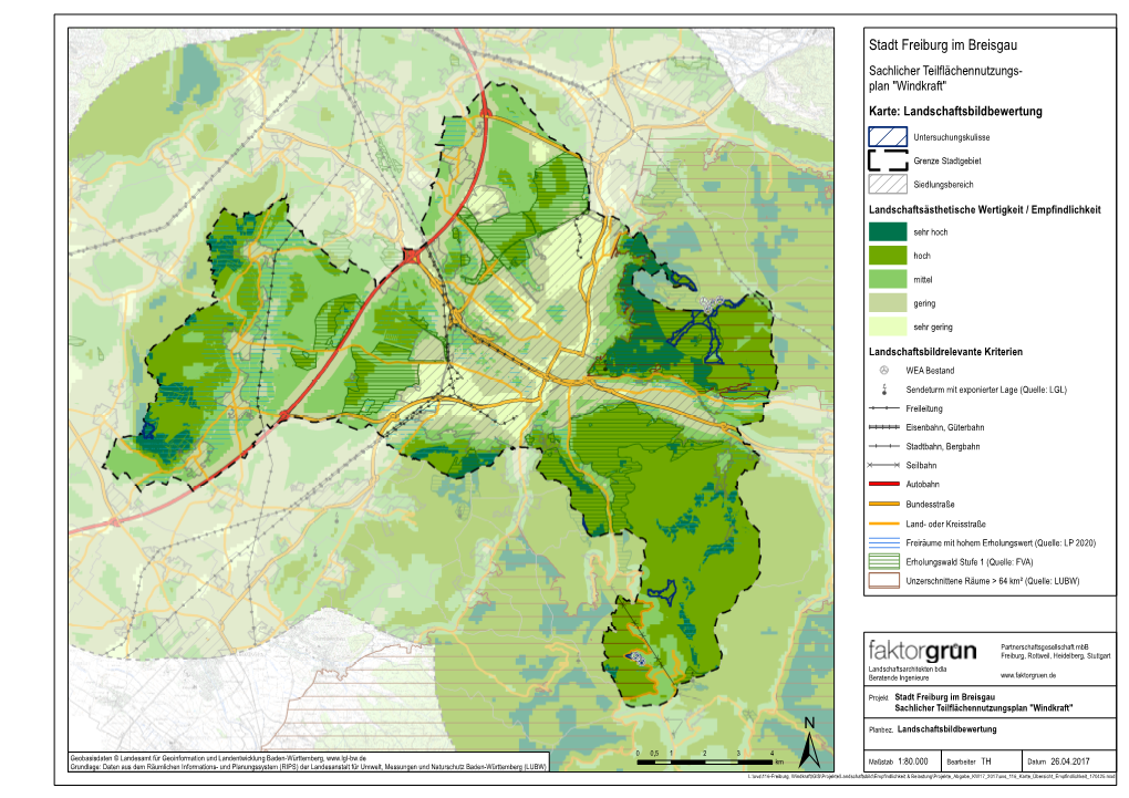 Stadt Freiburg Im Breisgau Sachlicher Teilflächennutzungs- Plan "Windkraft" Karte: Landschaftsbildbewertung