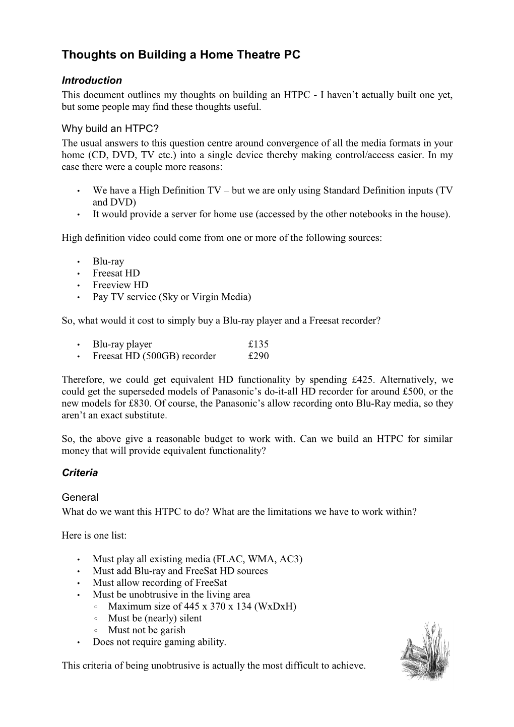 Building an HTPC - I Haven’T Actually Built One Yet, but Some People May Find These Thoughts Useful