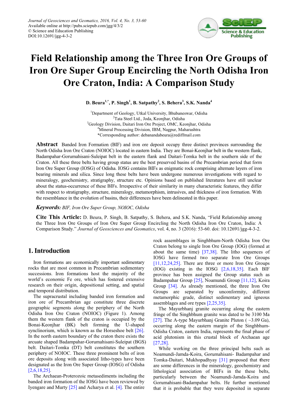 Field Relationship Among the Three Iron Ore Groups of Iron Ore Super Group Encircling the North Odisha Iron Ore Craton, India: a Comparison Study