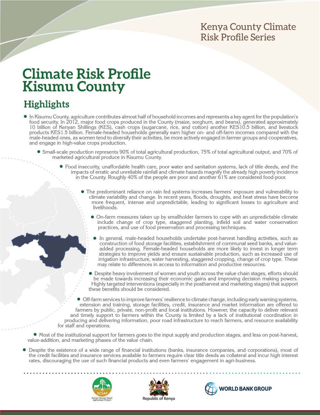 Climate Risk Profile Kisumu County Highlights