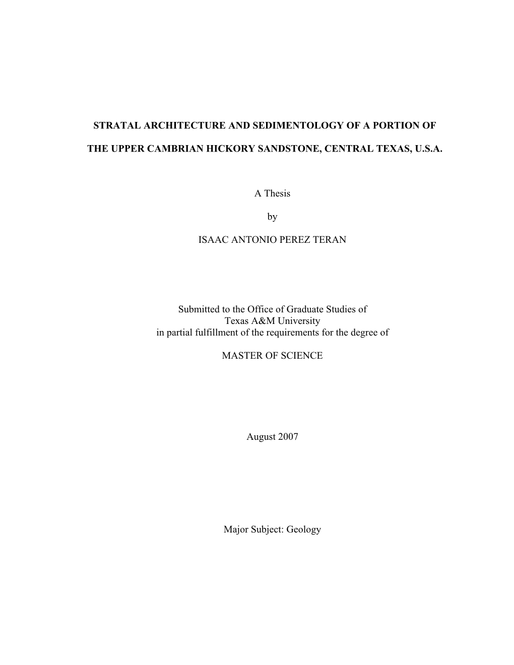 Stratal Architecture and Sedimentology of a Portion Of