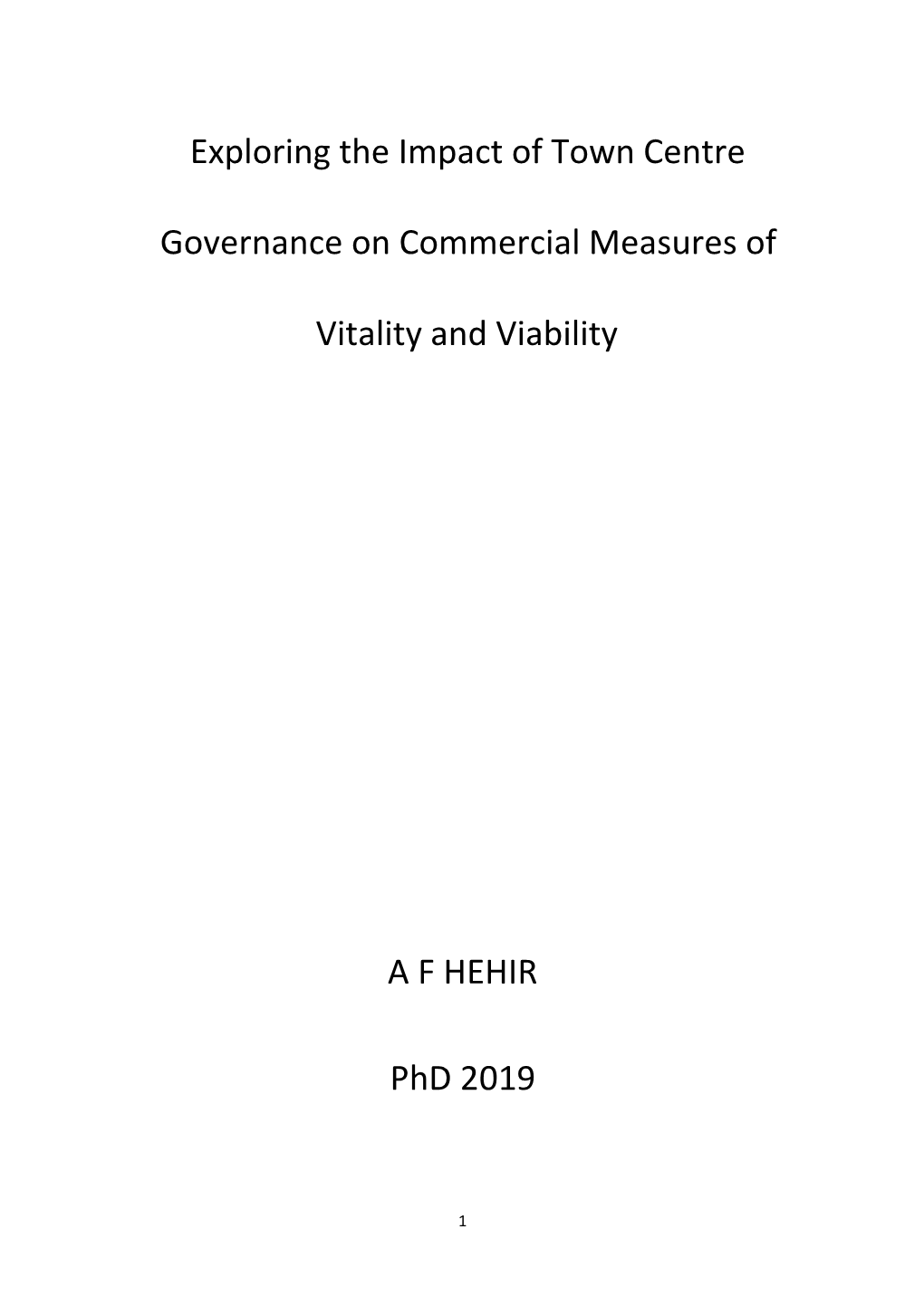 Exploring the Impact of Town Centre Governance on Commercial