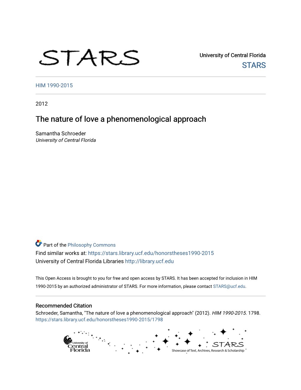 The Nature of Love a Phenomenological Approach