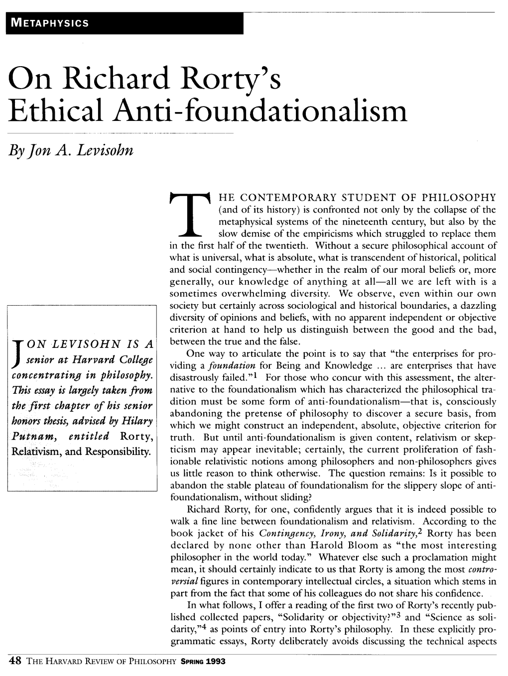 Ethical Anti- Foundationalism