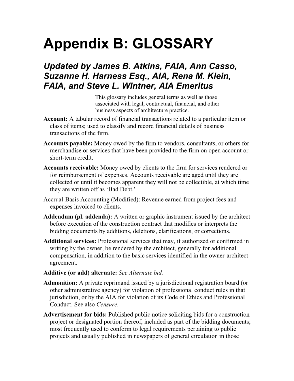 Appendix B-Glossary As Submitted