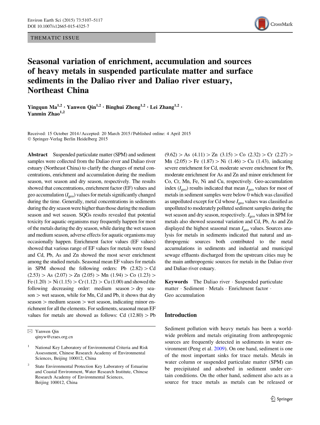 Seasonal Variation of Enrichment, Accumulation and Sources of Heavy