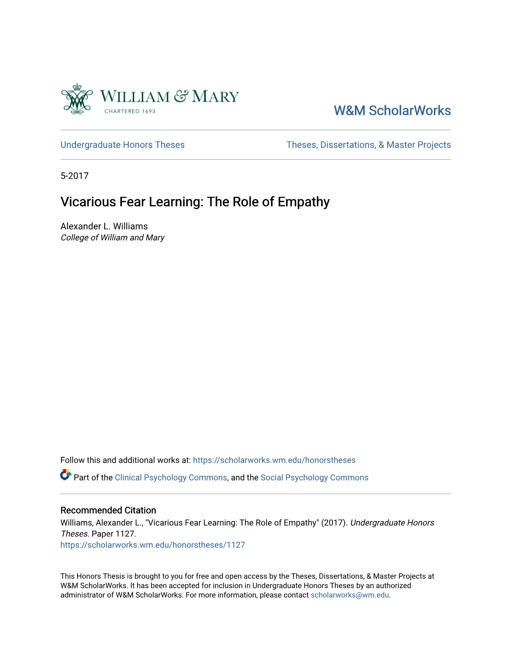 Vicarious Fear Learning: the Role of Empathy