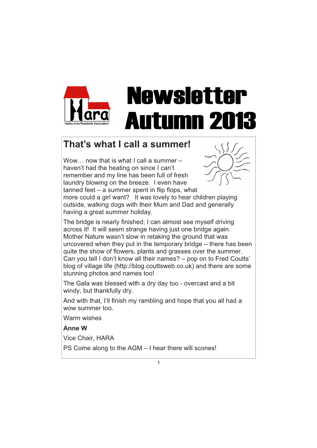 2013 Autumn HARA Newsletter Colour