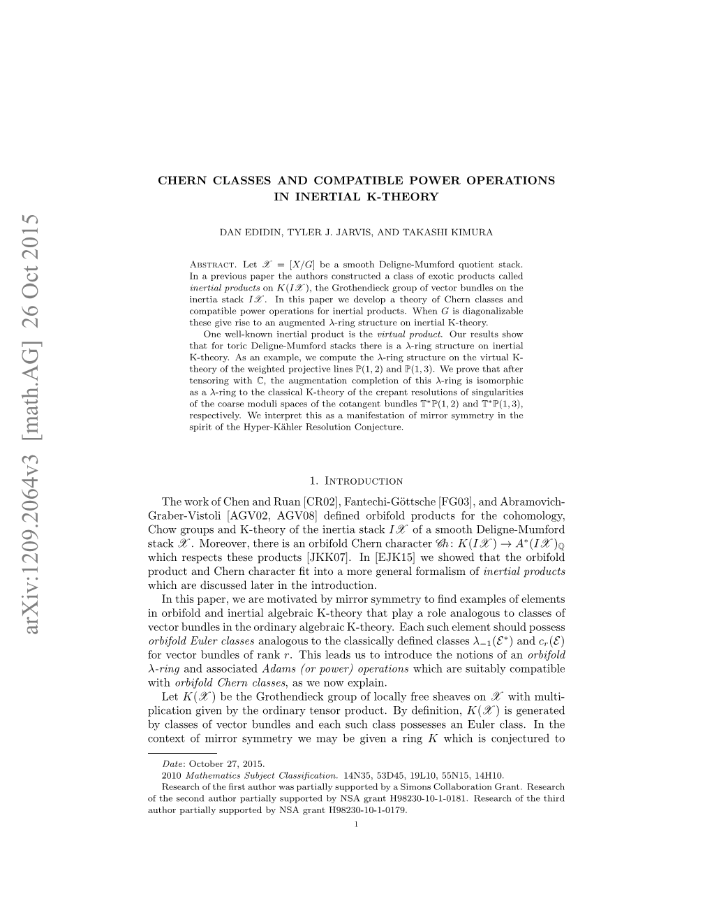 Chern Classes and Compatible Power Operations in Inertial K-Theory