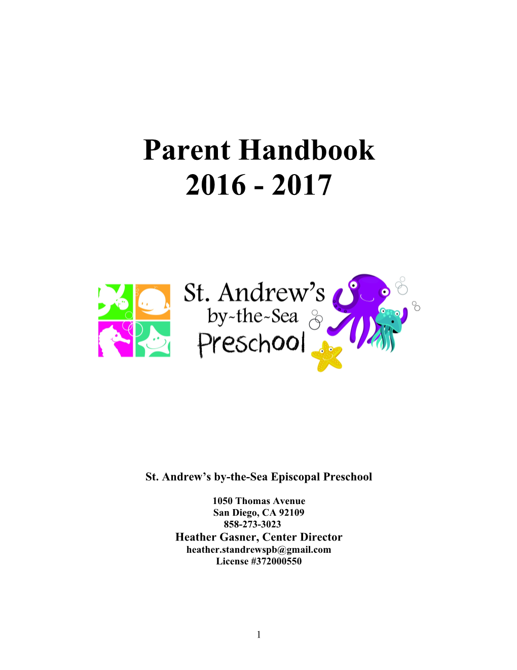 Preschool Parents Handbook