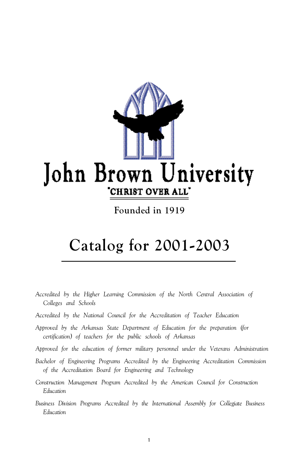 Catalog for 2001-2003