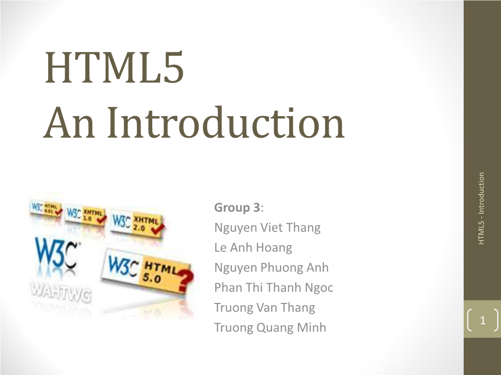 HTML5 an Introduction