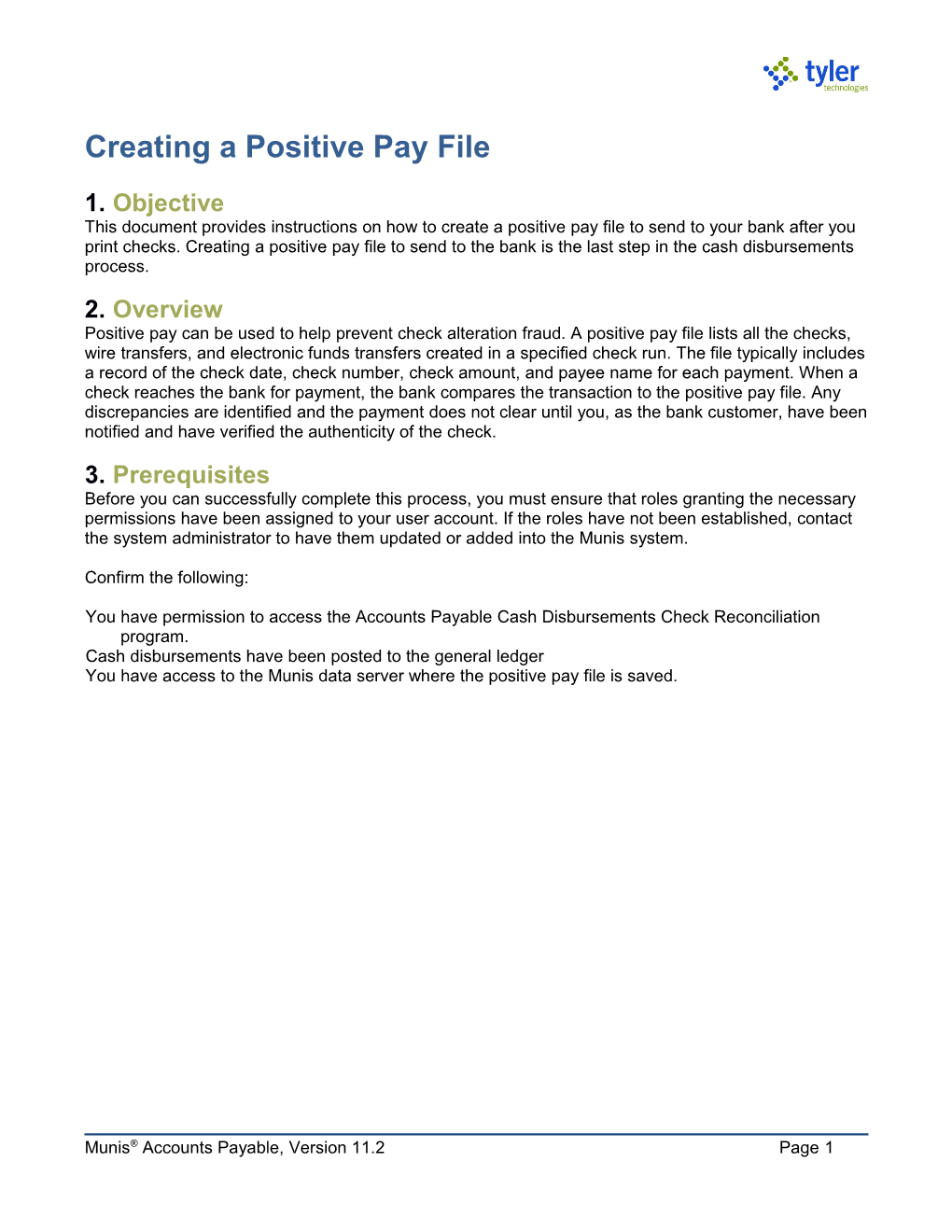 Creating a Positive Pay File