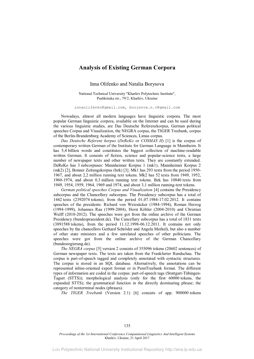 Analysis of Existing German Corpora