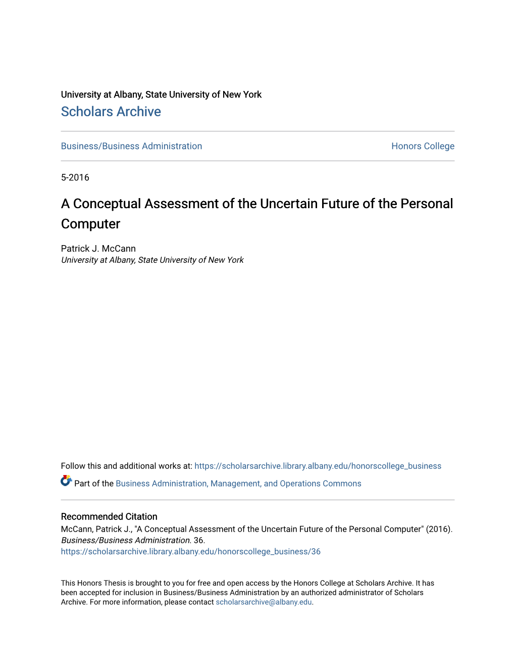 A Conceptual Assessment of the Uncertain Future of the Personal Computer