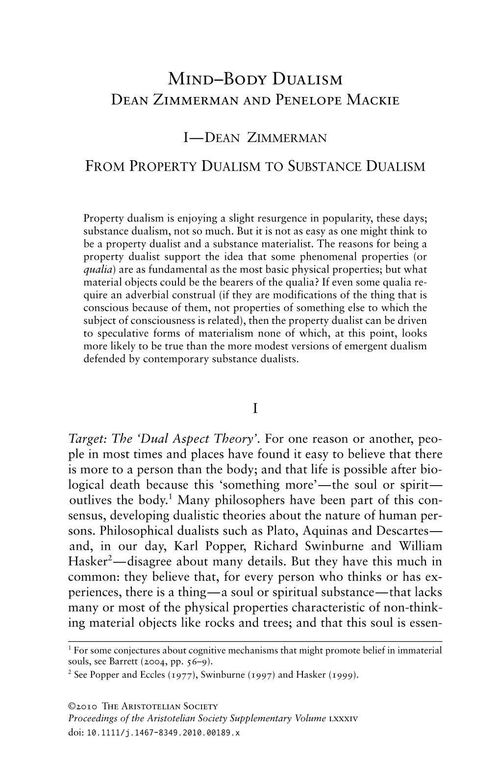 Ifrom Property Dualism to Substance Dualism