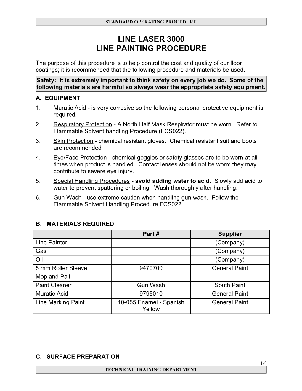 Line Painting Procedure