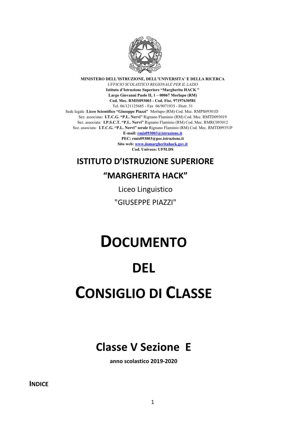 Documento Del Consiglio Di Classe