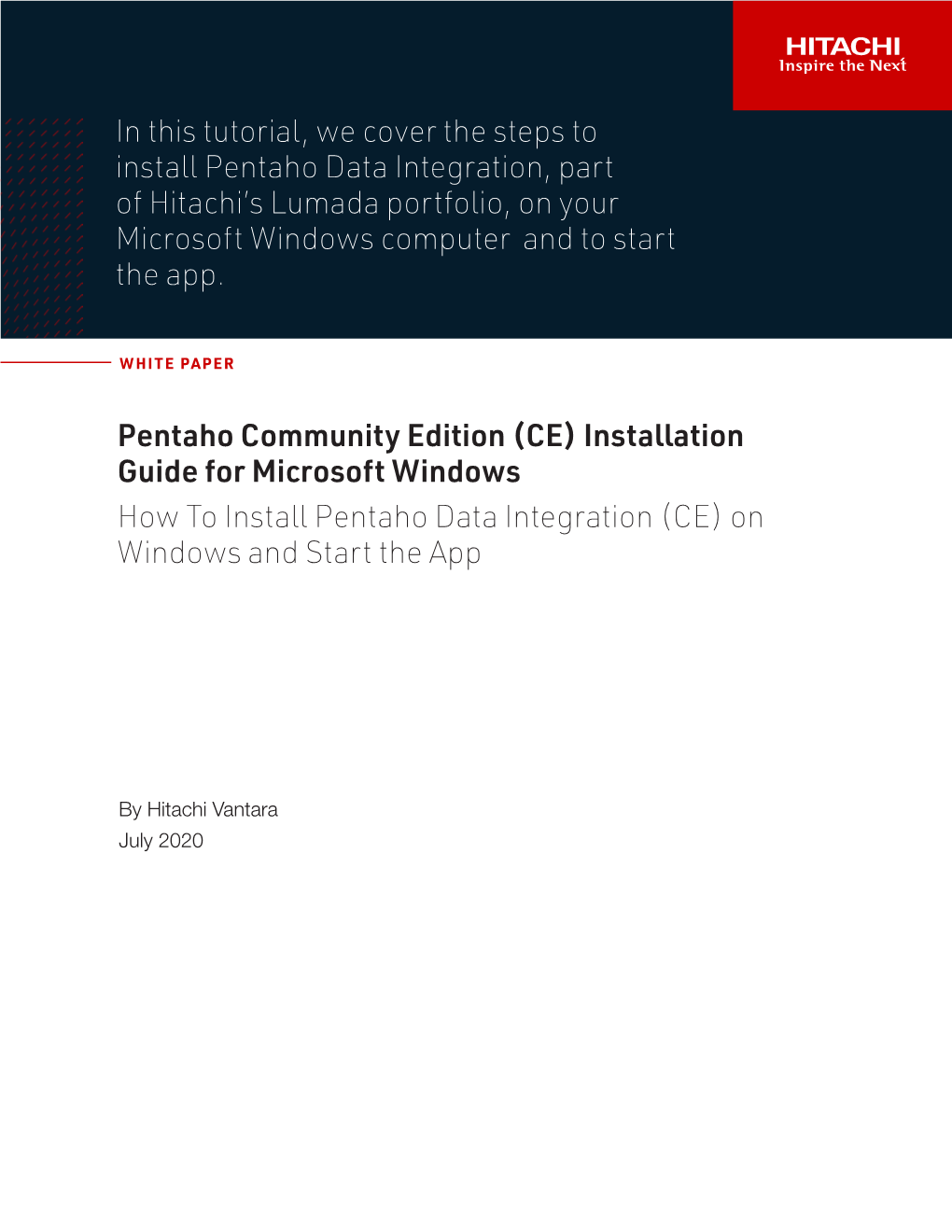 Pentaho Community Edition (CE) Installation Guide for Windows