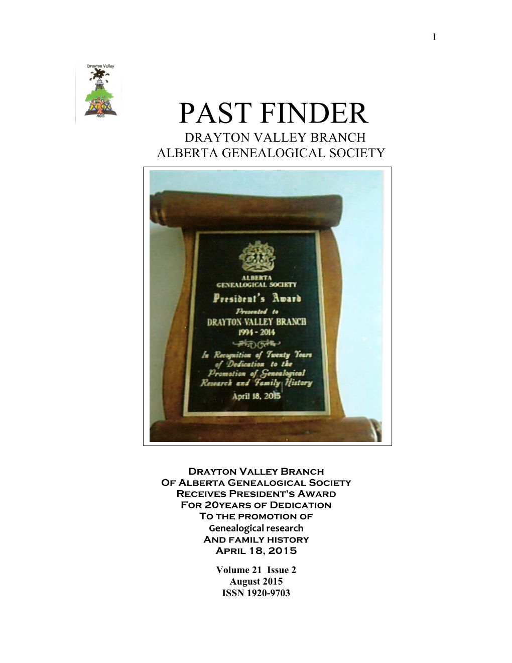 Past Finder Drayton Valley Branch Alberta Genealogical Society