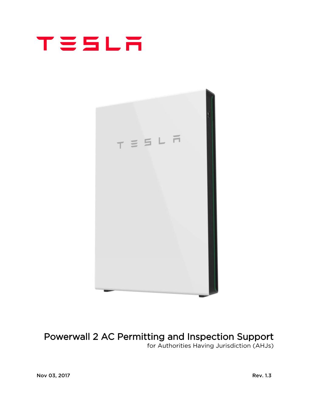 Powerwall 2 AC Permitting and Inspection Support for Authorities Having Jurisdiction (Ahjs)