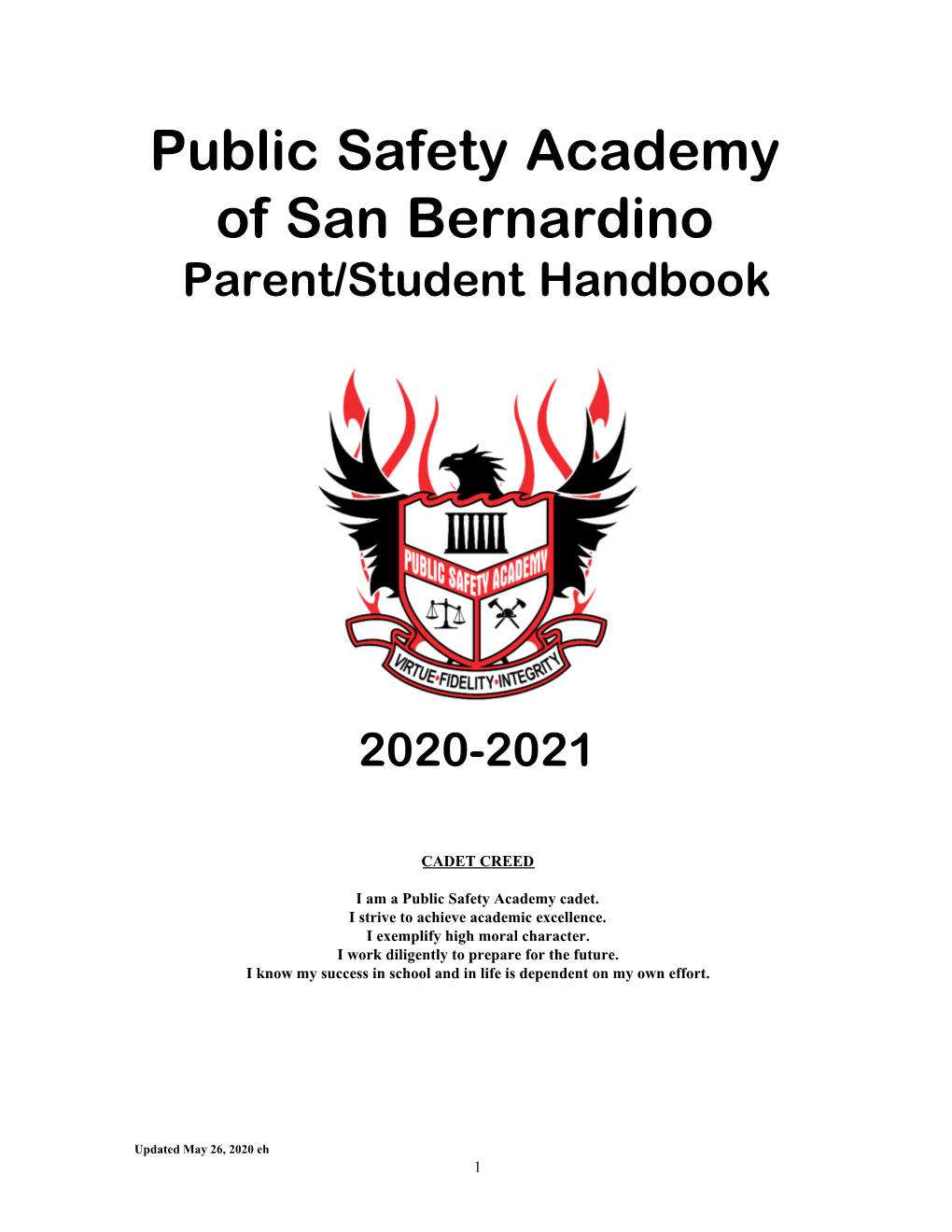 Public Safety Academy of San Bernardino Parent/Student Handbook