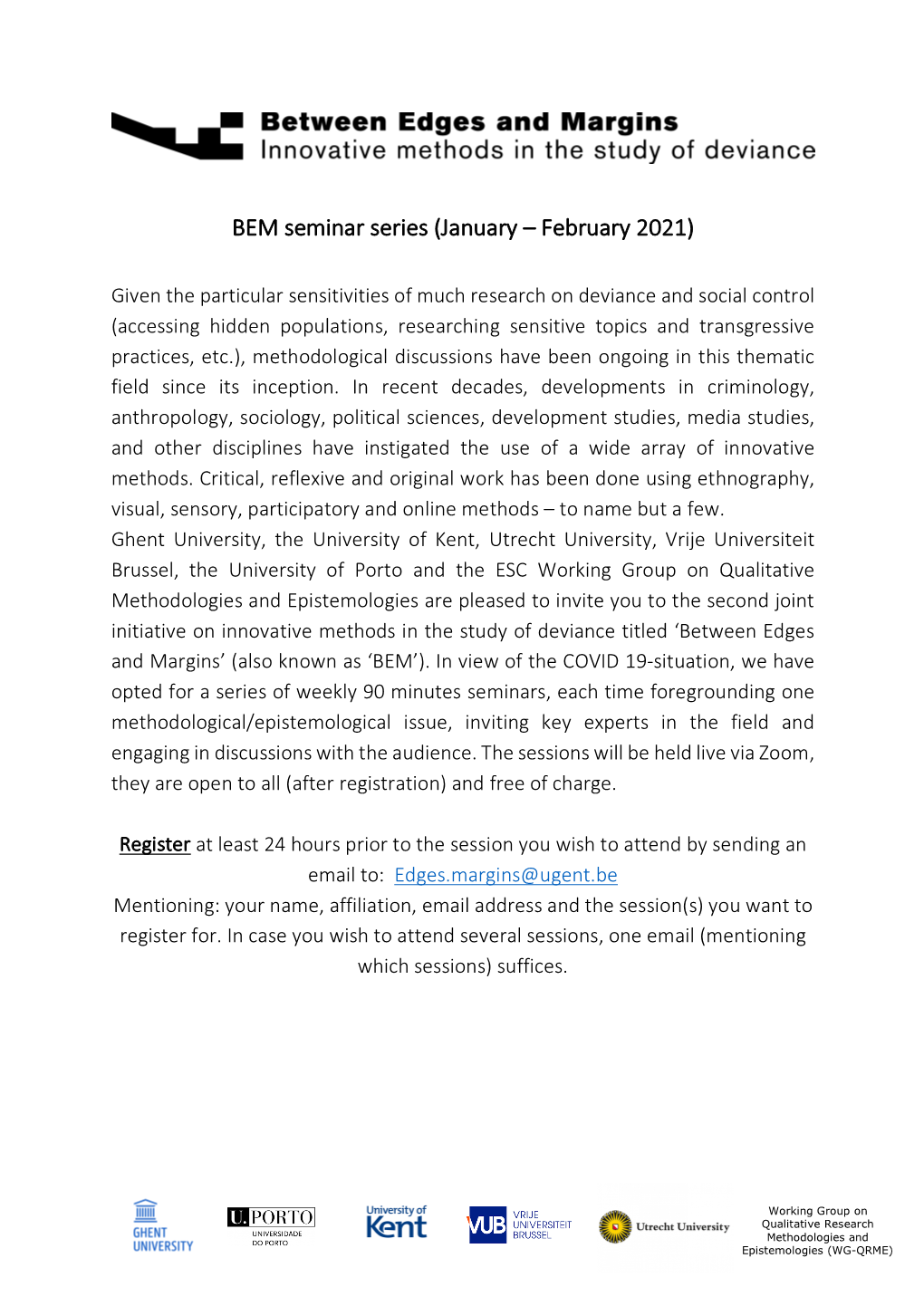 BEM Seminar Series (January – February 2021)