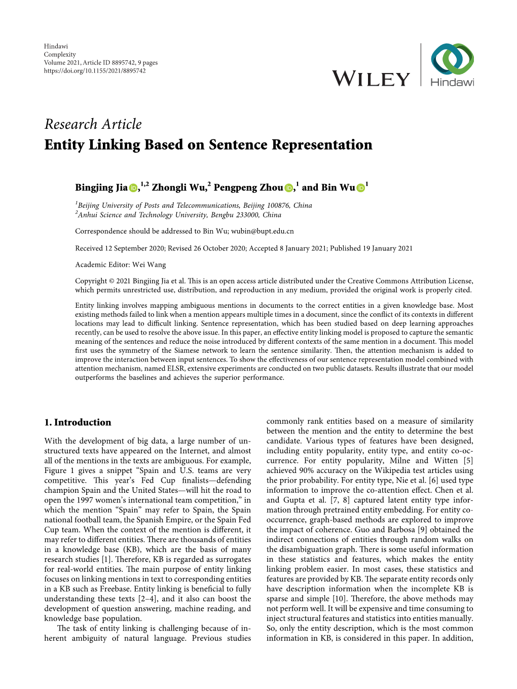 Entity Linking Based on Sentence Representation