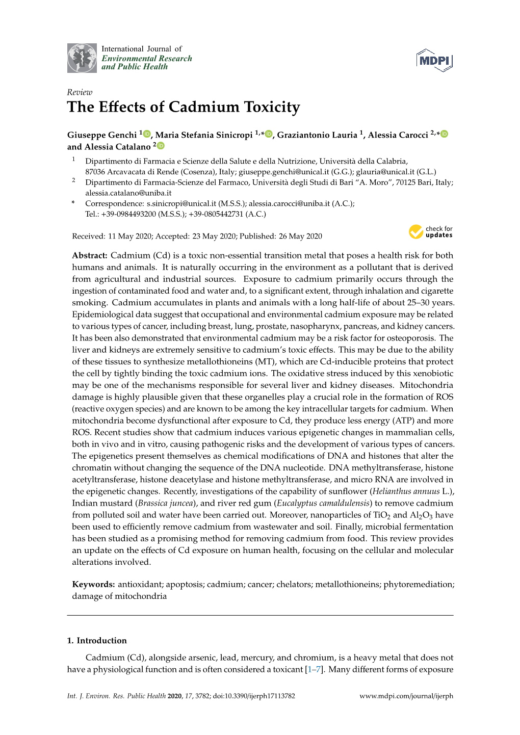 The Effects of Cadmium Toxicity