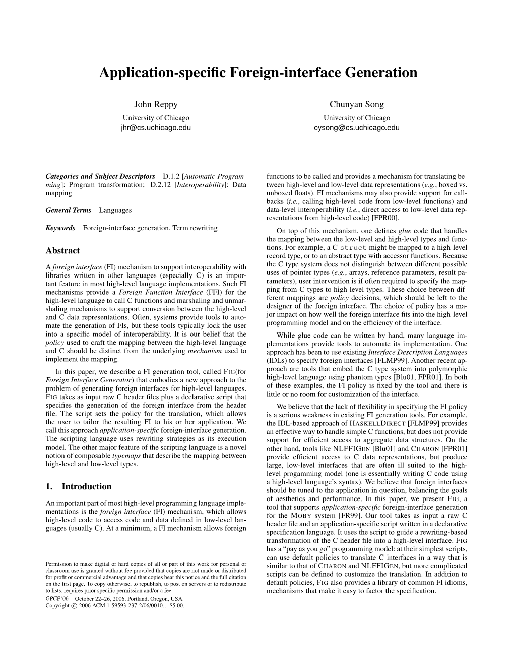 Application-Specific Foreign-Interface Generation