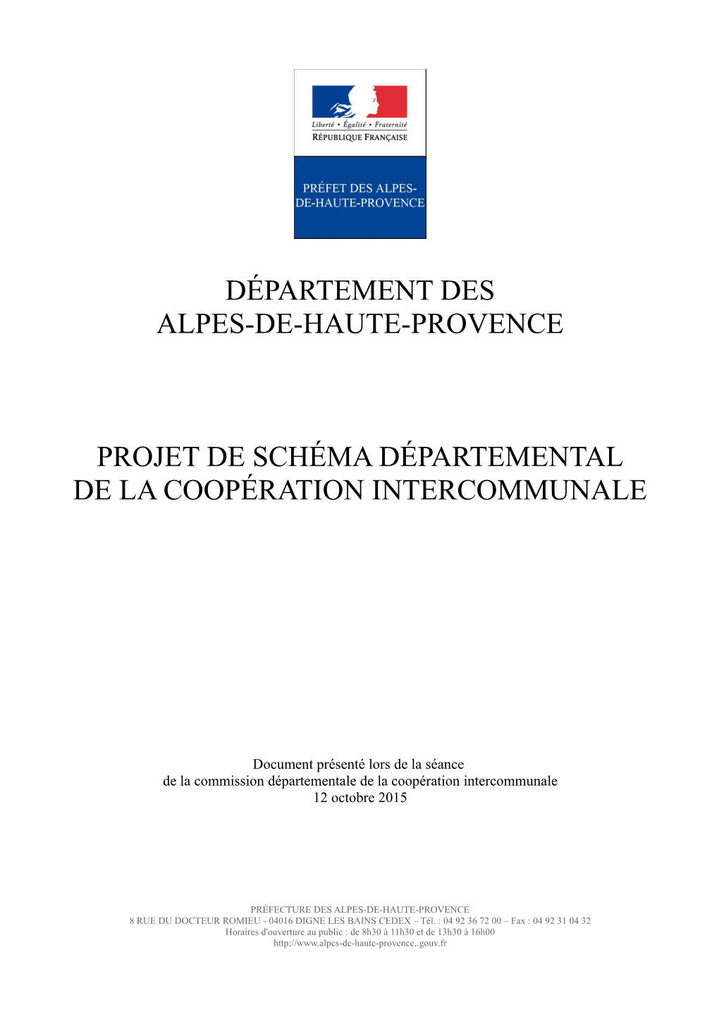 Département Des Alpes-De-Haute-Provence Projet De
