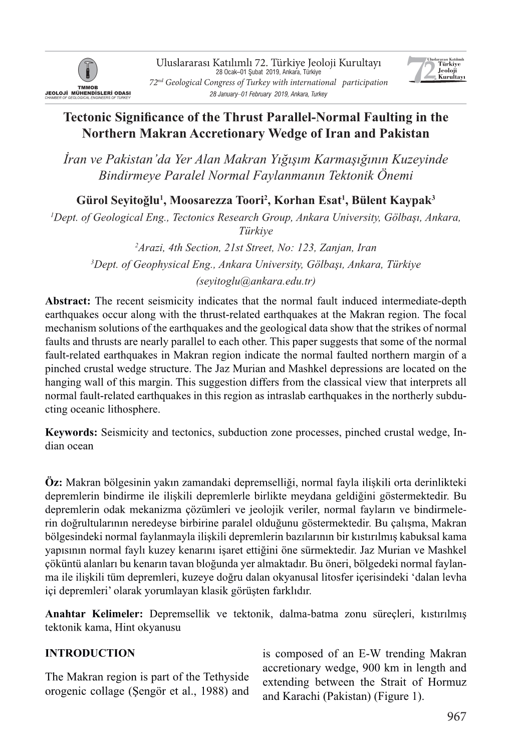 967 Tectonic Significance of the Thrust Parallel-Normal Faulting In