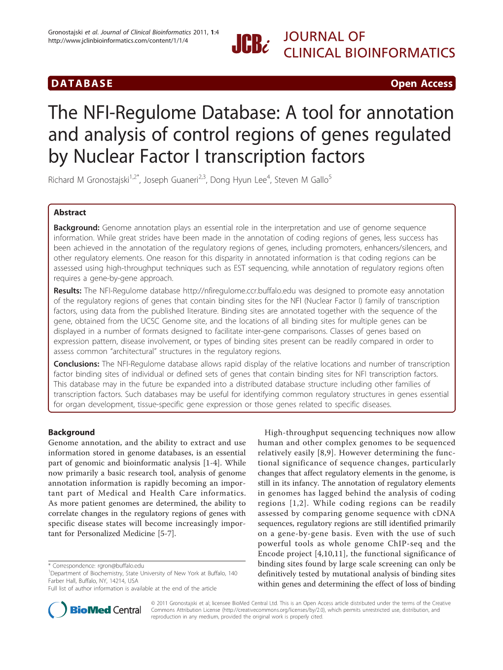 The NFI-Regulome Database: a Tool