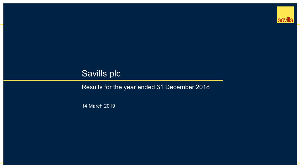 Savills Plc Results for the Year Ended 31 December 2018