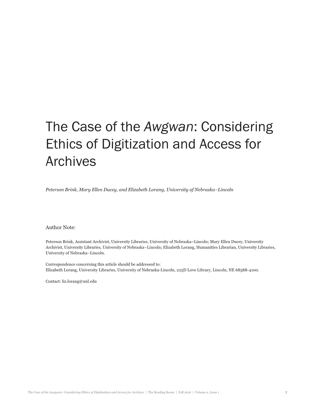 The Case of the Awgwan: Considering Ethics of Digitization and Access for Archives