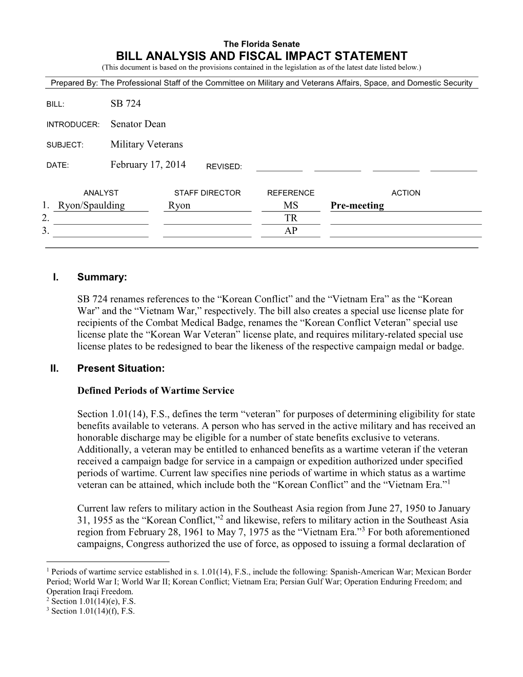 Bill Analysis and Fiscal Impact Statement