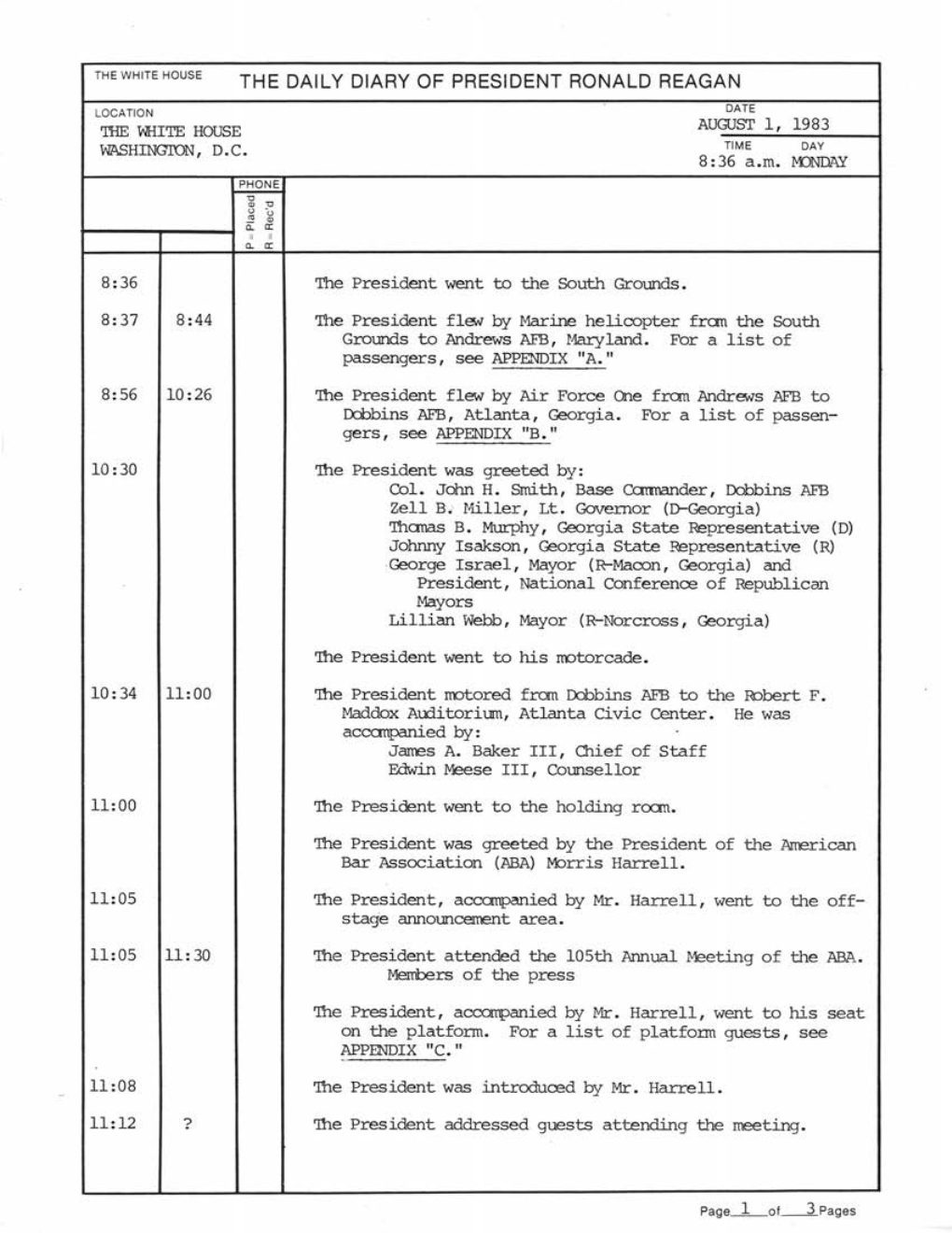 The Daily Diary of President Ronald Reagan