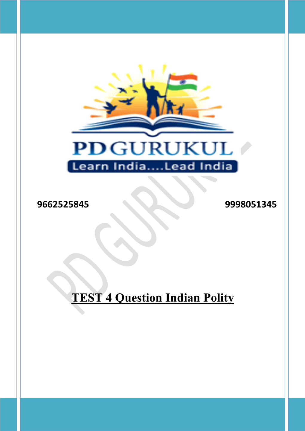 TEST 4 Question Indian Polity