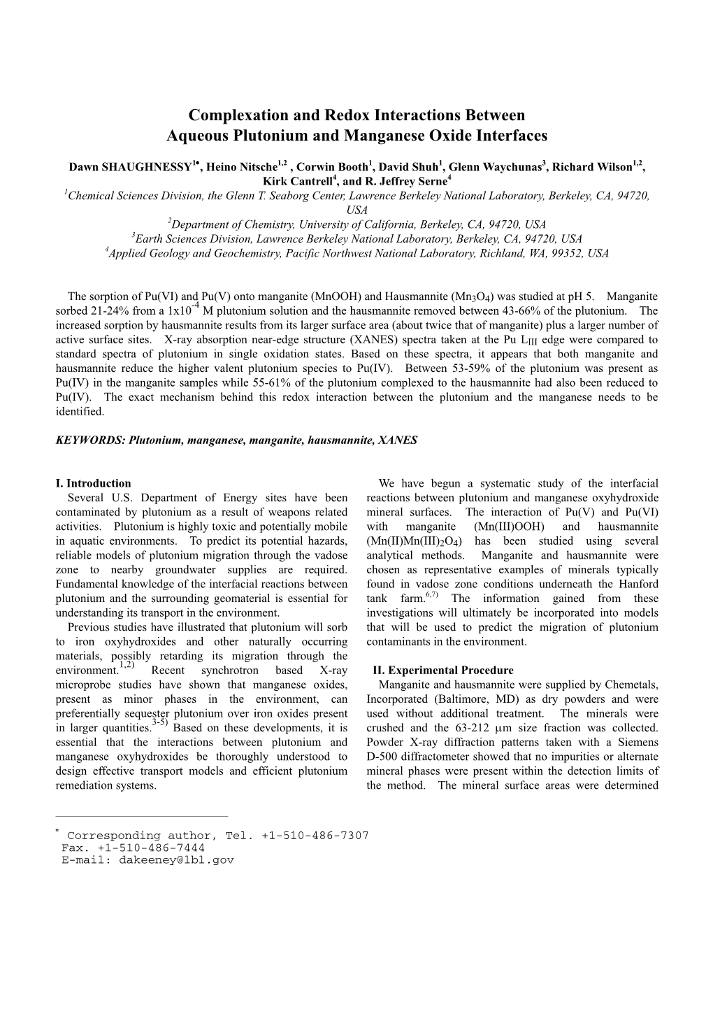 Complexation and Redox Interactions Between Aqueous Plutonium and Manganese Oxide Interfaces