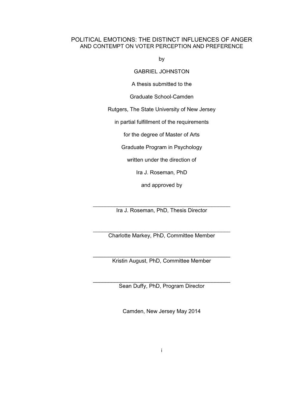 Political Emotions: the Distinct Influences of Anger and Contempt on Voter Perception and Preference