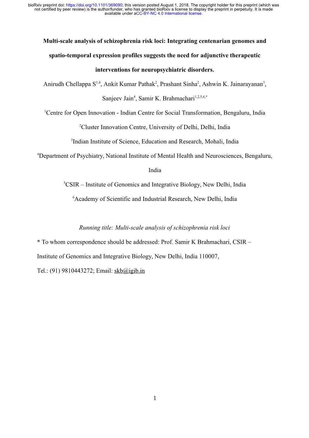 Multi-Scale Analysis of Schizophrenia Risk Loci: Integrating Centenarian Genomes And